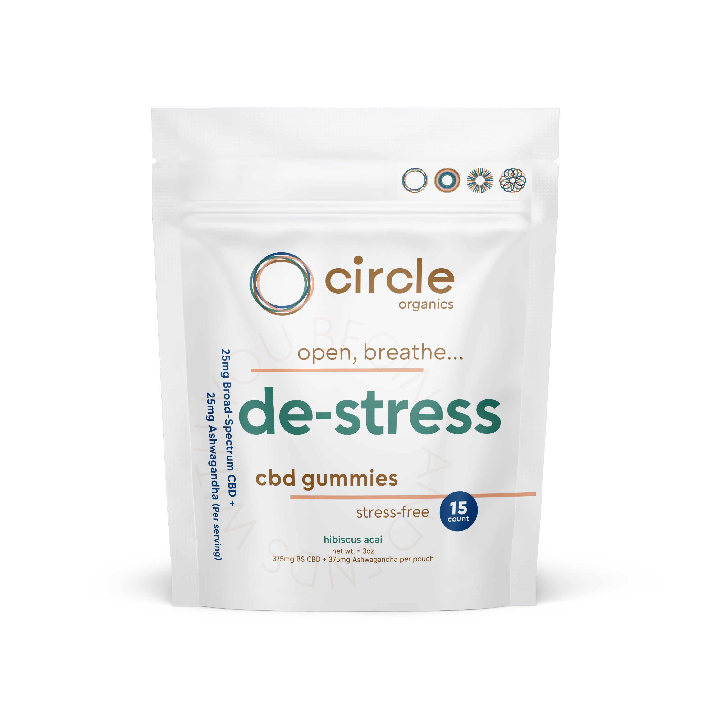 Circle DeStress CBD Gummies 15ct Pouch Circle Organics