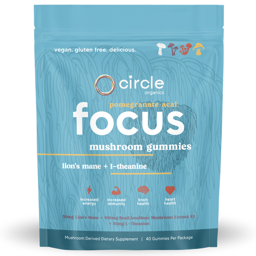 Circle Focus mushroom gummies pouch