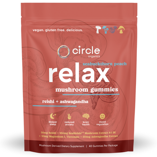 Circle Relax mushroom gummies pouch