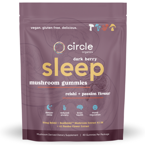 Circle Sleep mushroom gummies pouch